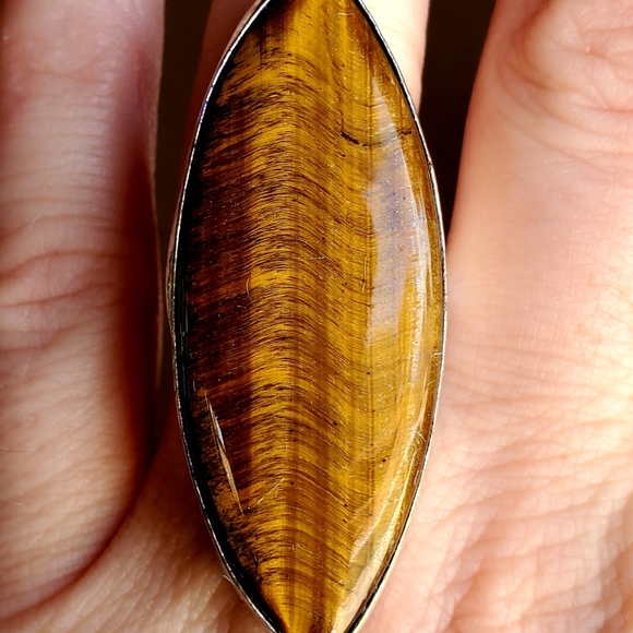 New Huge Tiger Eye 925 Silver Statement Ring. - Picture 7 of 15